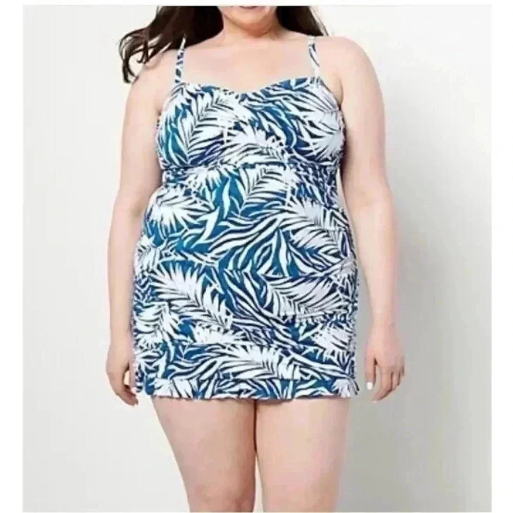 Kim Gravel x Swimsuits All Skirted 1 Piece Suit Key West Palm sz 16